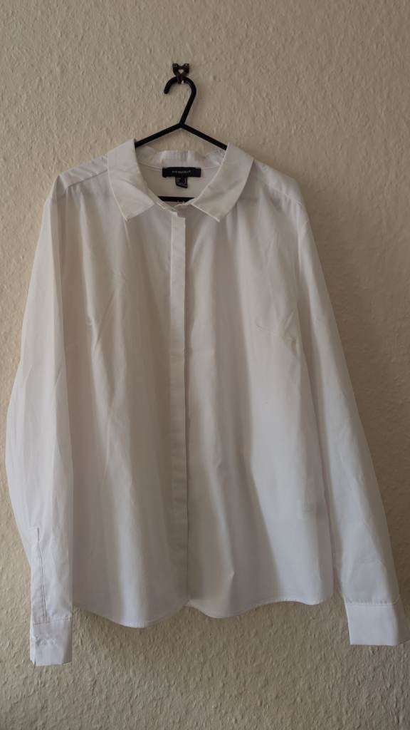 Primark White Cotton Long-Sleeve Shirt - Size 18, Good Condition
