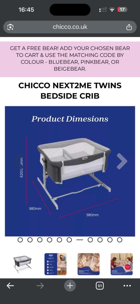 CHICCO Next2Me Twins bed - crib