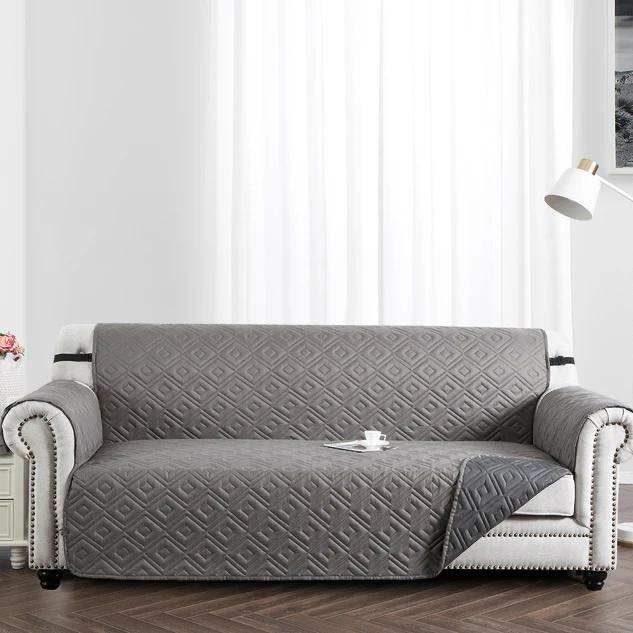 The new lLight Grey/Dark Grey sofa cover fits snugly.