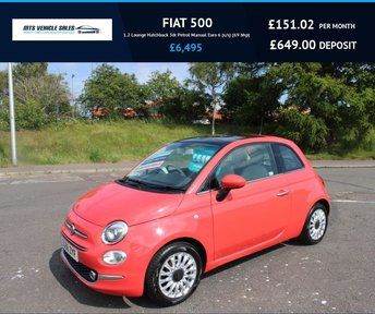 FIAT 500 1.2 Lounge 2018,Glass roof,Bluetooth,DAB,Cruise,Parking Sensors,F.S.H,Ulez Compliant