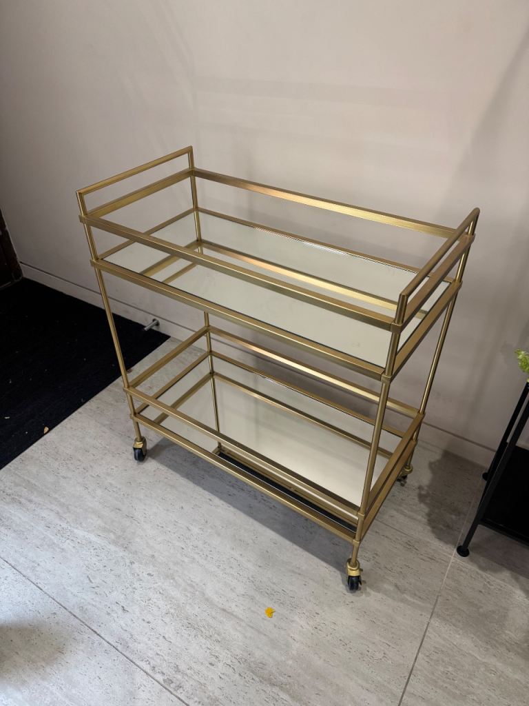 Gold Metal and Glass Bar Cart / Drinks Trolley – As Good As New