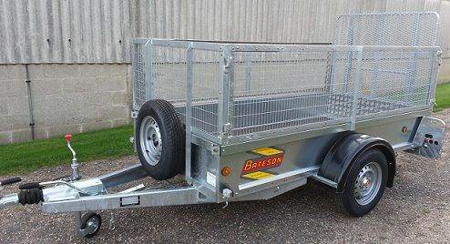 BATESON General Purpose 8' x 4' 1300kgs Trailer with Ramp and Mesh Extension Sides - 0842