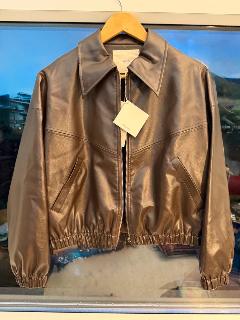 £140 RRP - Zip-Up Faux Leather Jacket With Elastic Hem Melliiy - Size 8-10 S