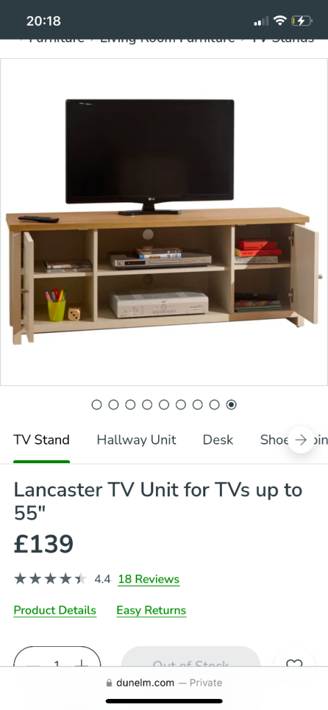 Very Home Devon TV Unit - Ivory/Walnut - fits up to 65 inch TV