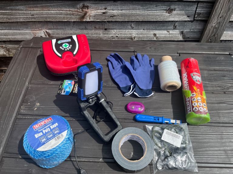 Festival / camping accessories light first aid kit rope job lot 