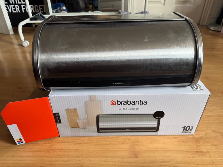 Brabantia Roll Top Stainless Steel Bread Bin Matt Black Silver pastry storage