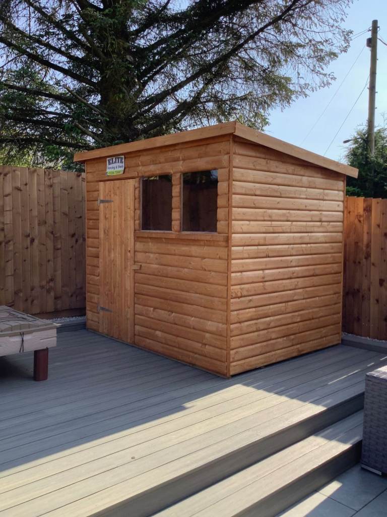 image for 8x6 Pent Shed 20mm log effect 