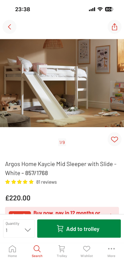 Kids bed with slide 