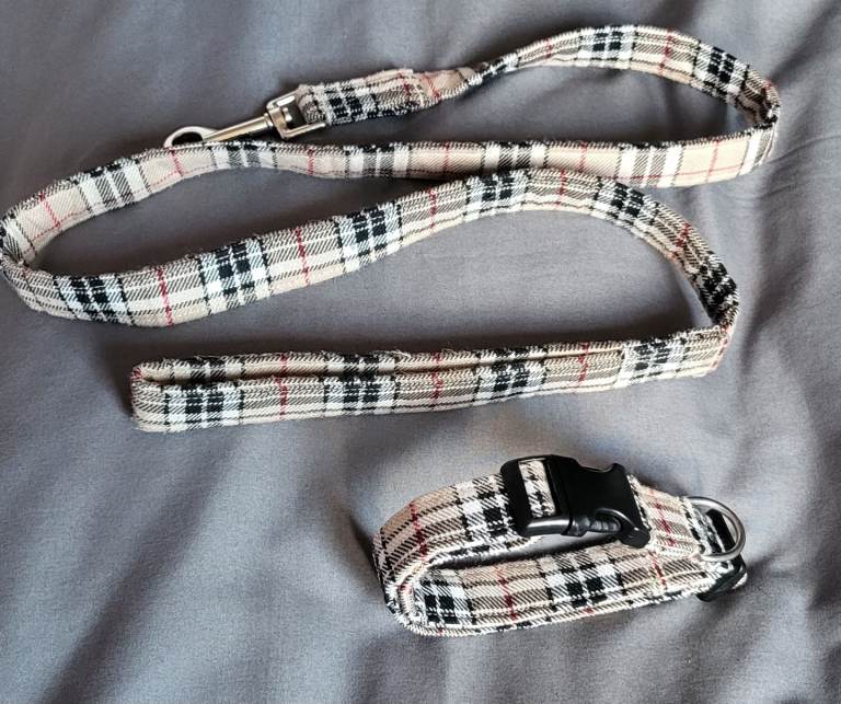 Burberry Style Dog Collar & Lead Set
