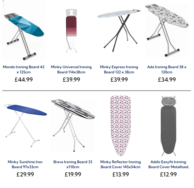 New Stock - Varieties of Ironing Boards and Iron Board Covers in stock 