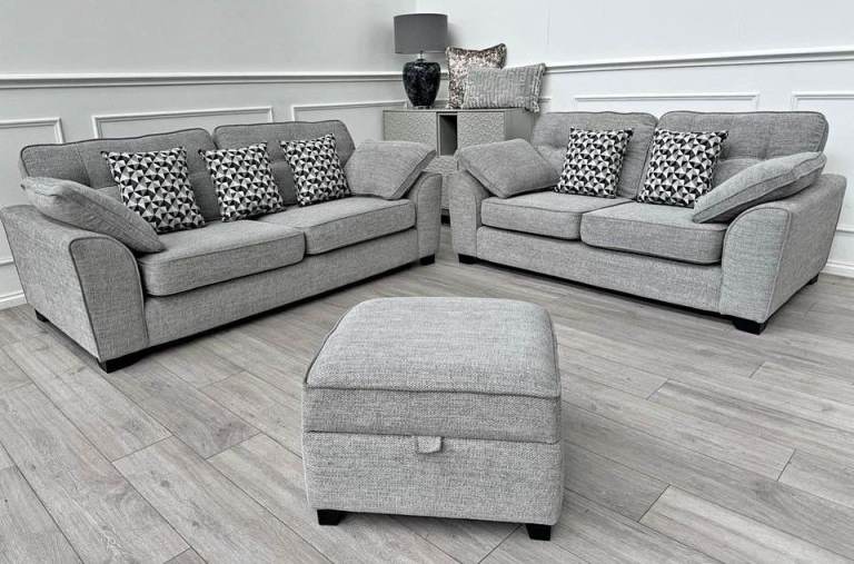 Argos Grey 3x Seater & 2x Seater High Back Sofa for Sale - Cash On  Delivery!