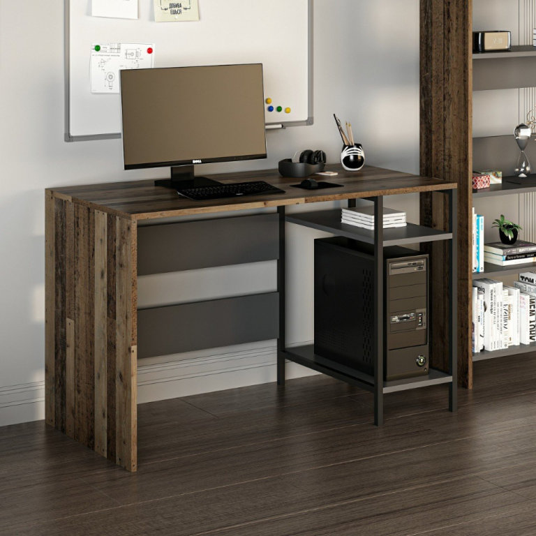 Computer and Study Desk, Home Office, Computer Desk Anthracite/Wood