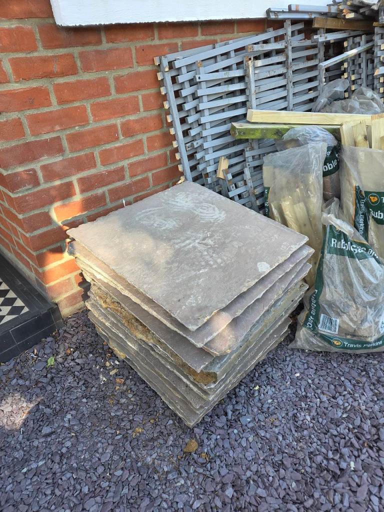 Used 24 Garden Patio Slabs – Grey Stone, Good Condition