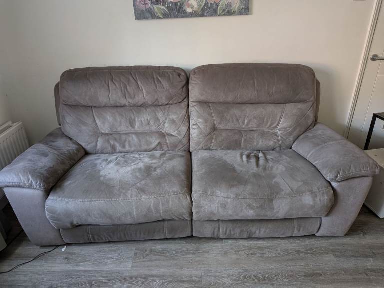 Grey Fabric Recliner Sofa – Fair Condition