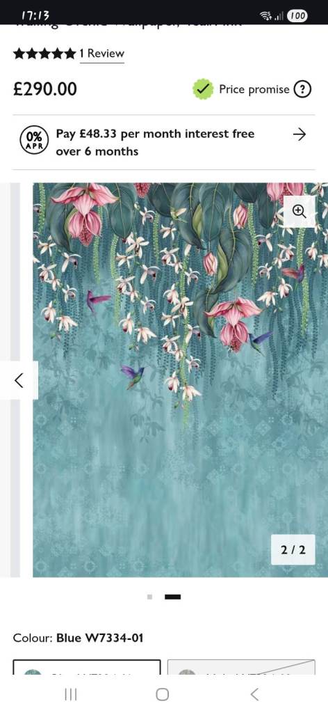Osborne and Little trailing orchid wallpaper. New 