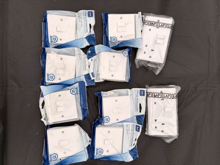 New LAP White Single & Double Light Switches and Sockets