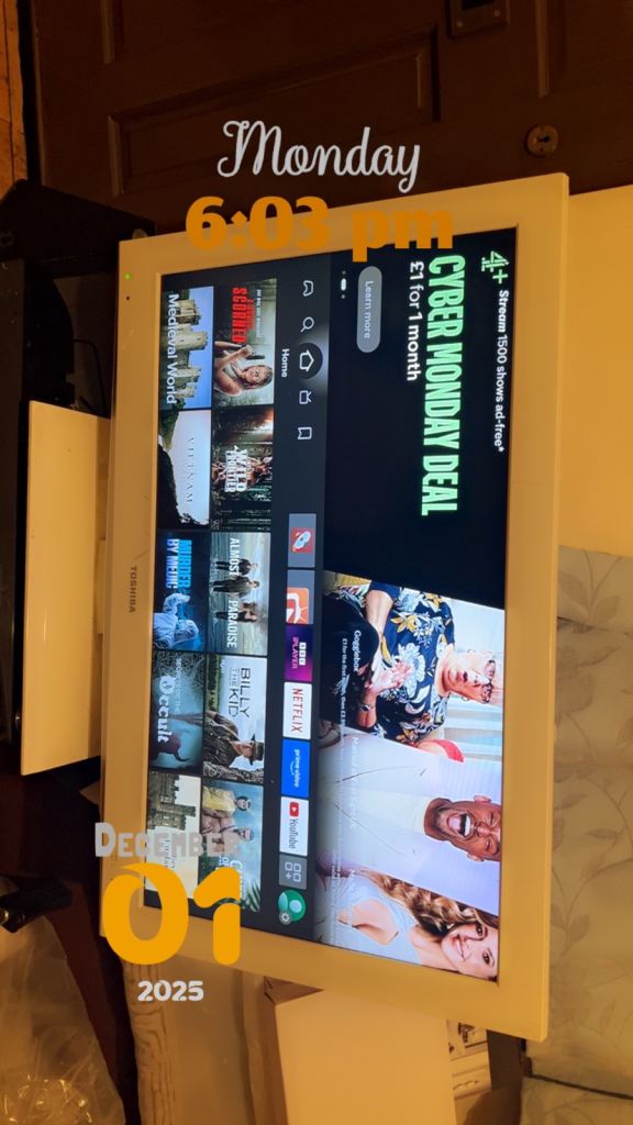 TV with stand & remote.  Not Smart. 32 ” screen. LCD Toshiba