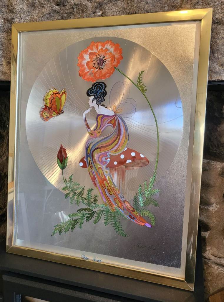 Vintage 1970's Michelle Emblem Original Foil & Handpainted Art "Poppy Nymph" 
