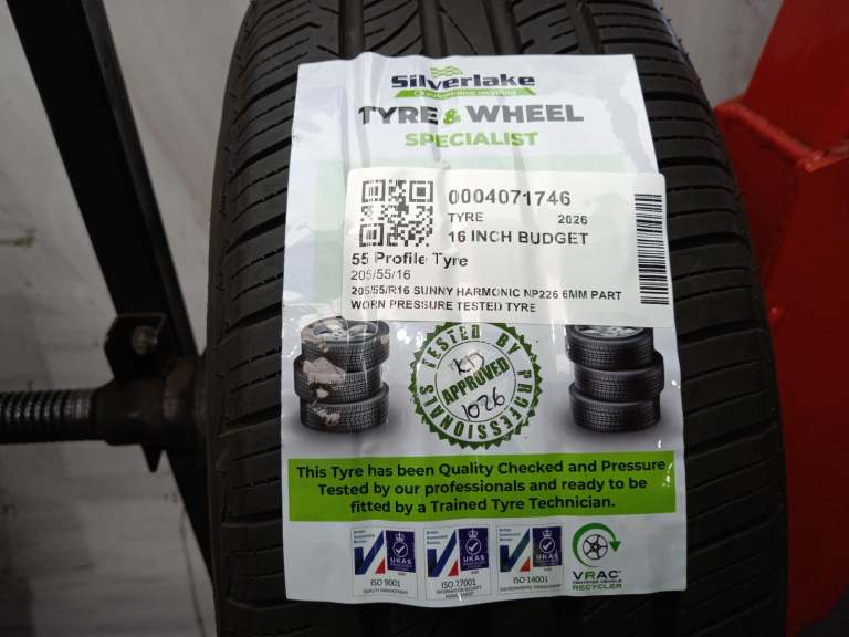 205/55/R16 Sunny Harmonic Np226 6mm Part Worn Pressure Tested Tyre
