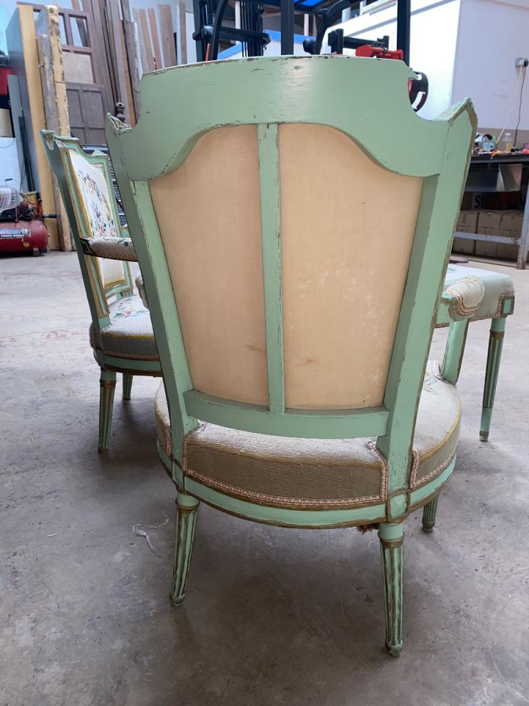 TWO QUEEN ANNE FABRIC CHAIRS & MATCHING STOOL GREAT PRE-LOVED CONDITION ,FREE LOCAL DELIVERY