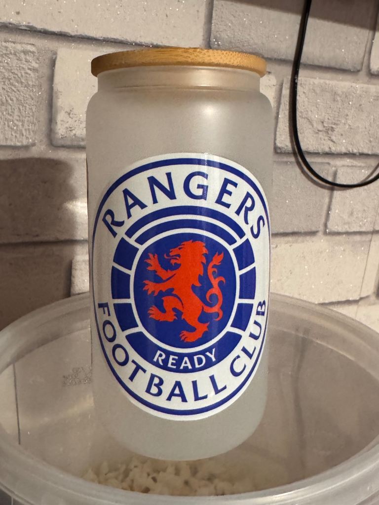 Rangers Football Club Glass Tumbler with Bamboo Lid – New