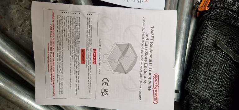 Sportspower  10ft x 8ft rectangular trampoline with enclosure (not assembled)  