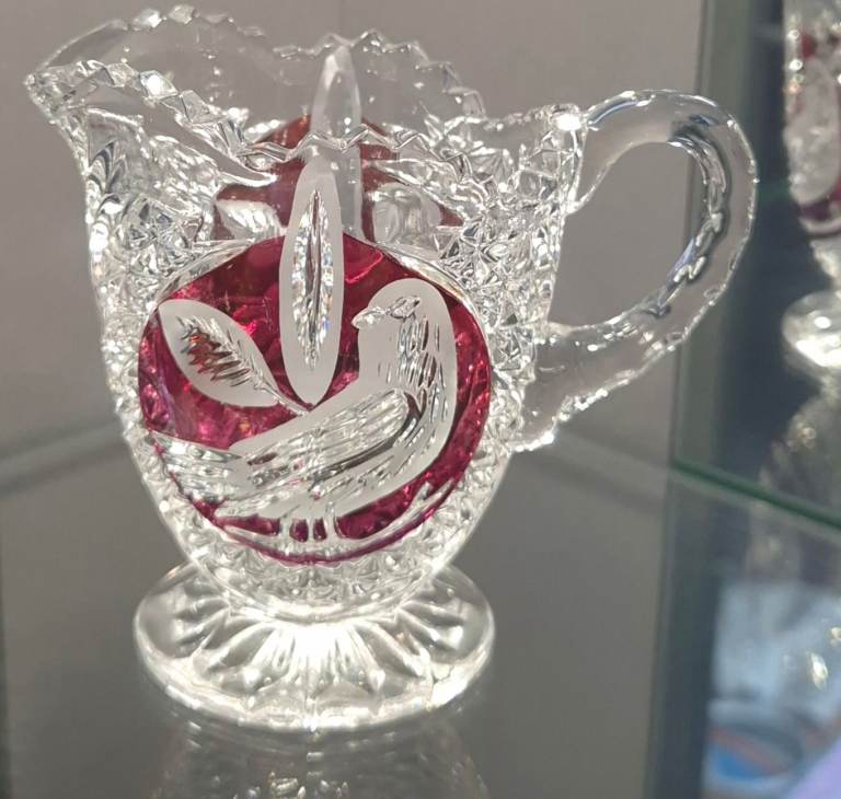 Hofbauer Byrdes Collection Ruby Red Bird Creamer