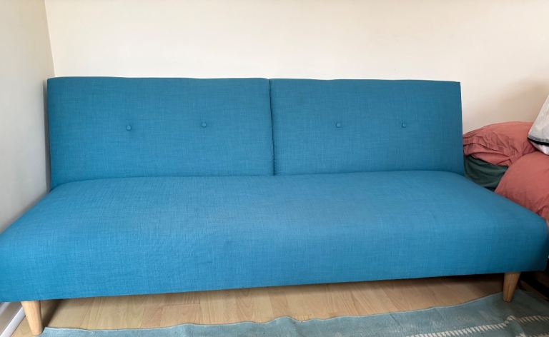 John Lewis Sofa Bed - Clapton fixed back teal three seater