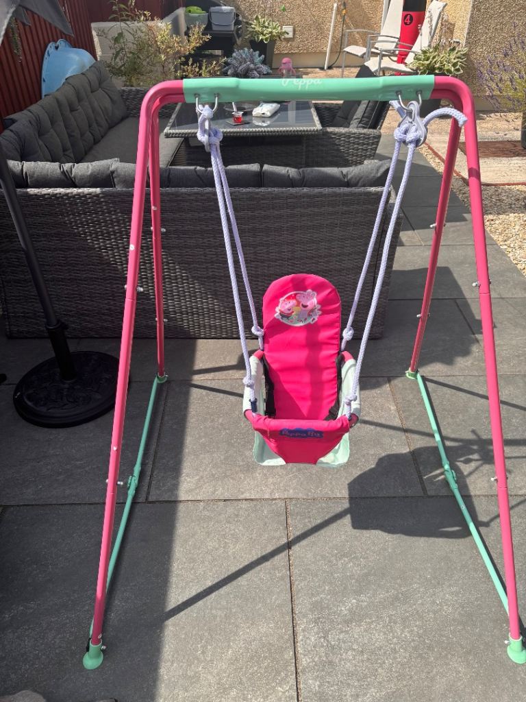 Kids Peppa Pig Garden Swing Set - Pink & Green, Good Condition