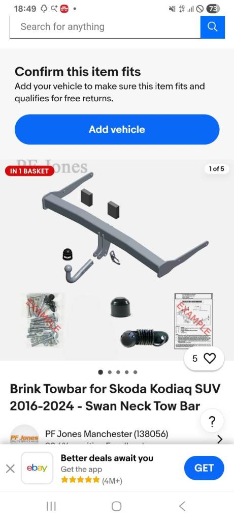 Skoda kodiak swan neck tow bar