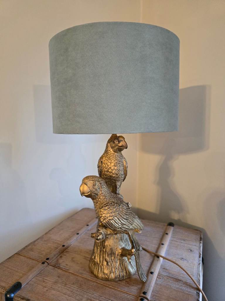 Golden Parrot Lamp with Green Shade