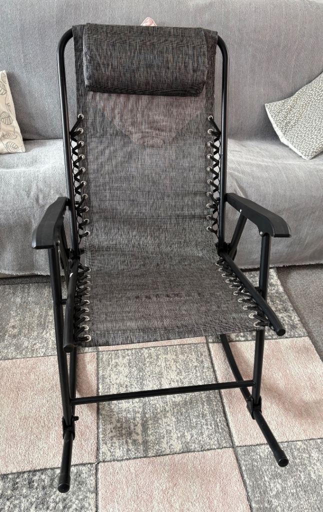 Outsunny Gravity Rocking Chair – Grey, New Condition