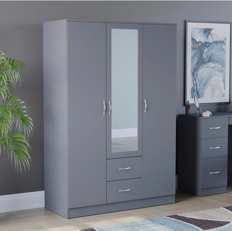 Brand New 3 Door Wardrobe with Mirror and Drawers, Brand New Flatpack