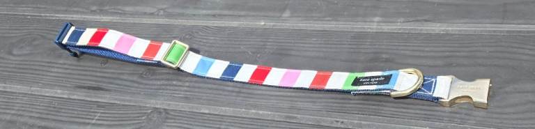 Designer Kate Spade New York Adventure Stripe dog collar M/L 
