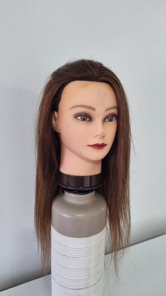 Hairdressing Training Mannequin Head with Clamp - Brown Hair