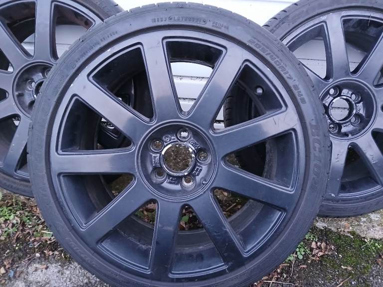 Audi RS4 17" 9 spoke wheels/alloys. 3 usable, 4th has bent rim & damaged tyre.