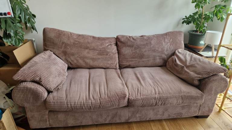 Mauve jumbo corduroy 2-seater sofa 