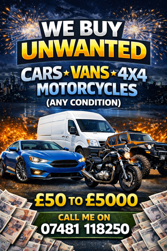 Cars vans 4x4 motorcycles wanted 