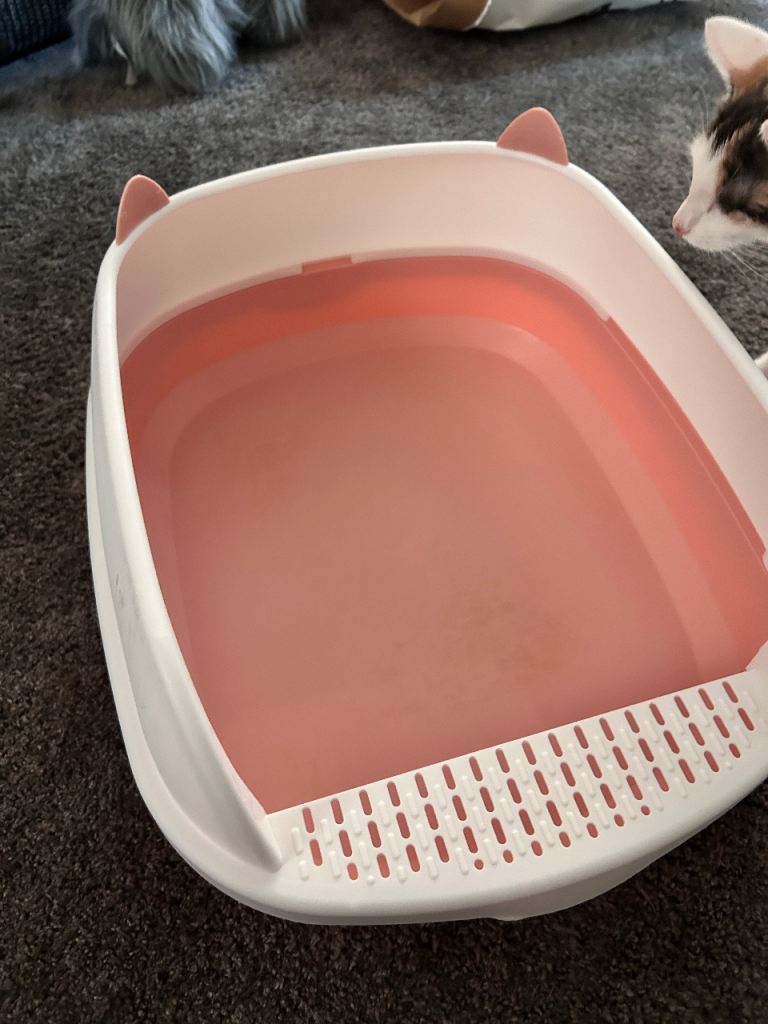 Pink and White Cat Litter Tray 