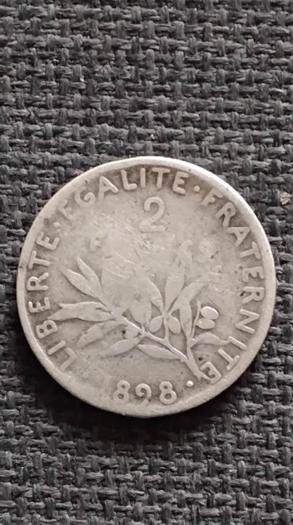 1898 French two franc silver coin (128 years old)
