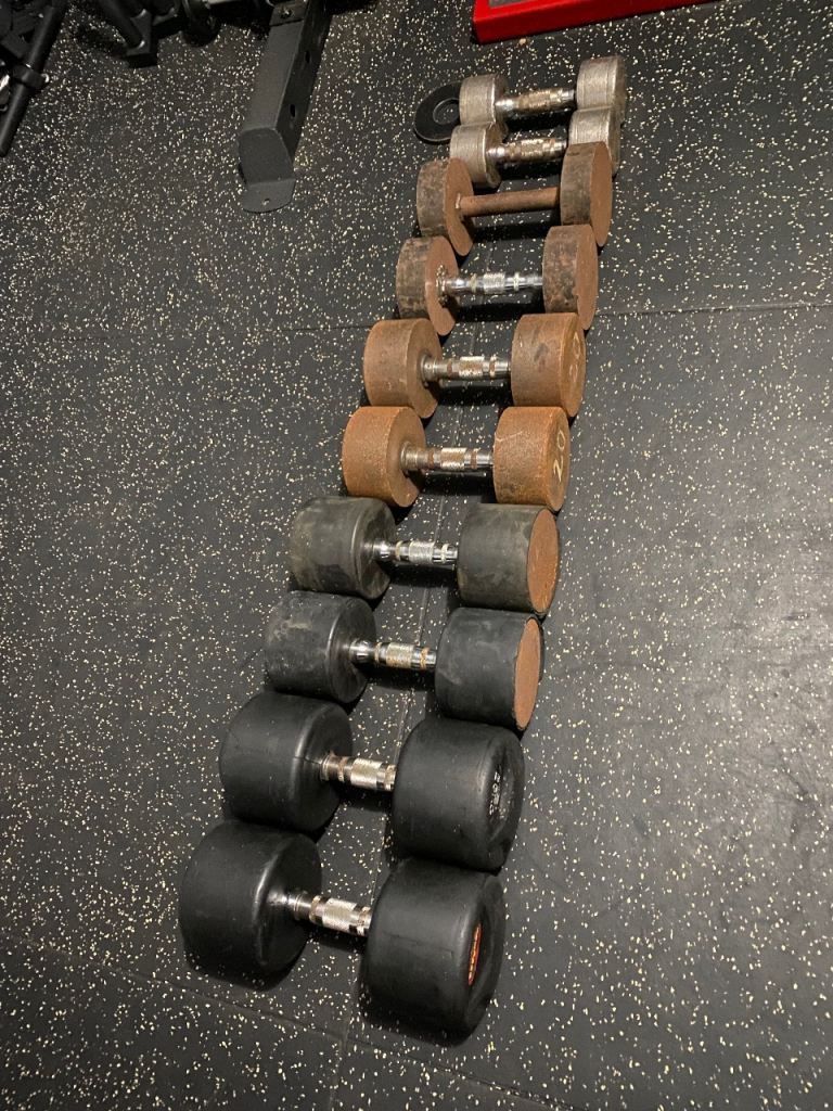 171kg dumbbell set 2x 25kg, 2x 22.5kg, 2x 20kg, 2x 10kg & 2x 8kg