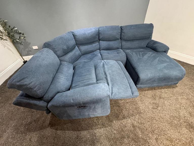SCS Blue Demin Power Recliner & Chaise  With Adjustable Headrest  £495 Free Local Delivery