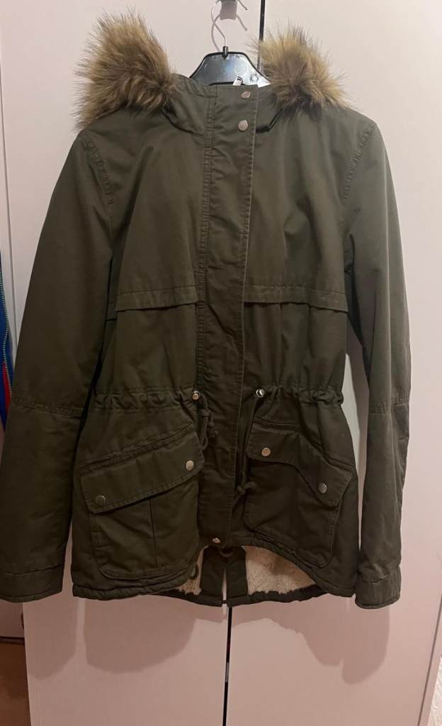 Waxed Jacket with removable faux fur interior/polyester lining 