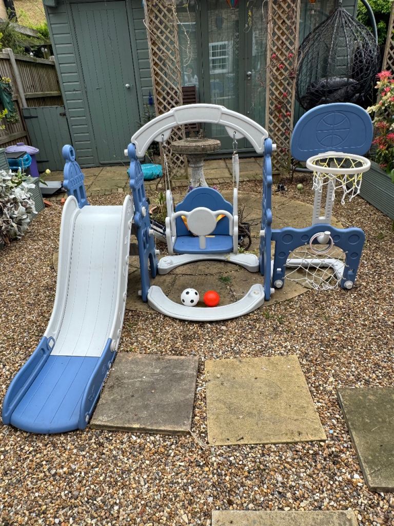 🧸 Kids’ Slide, Swing & Hoop Playset