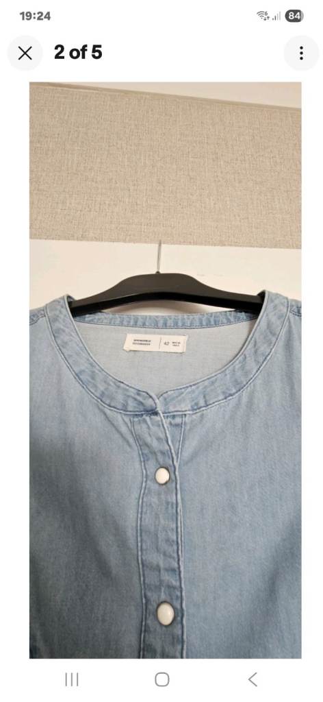 Womens H And M Light Denim Cotton Long Sleeved Blouse/shirt Size 14