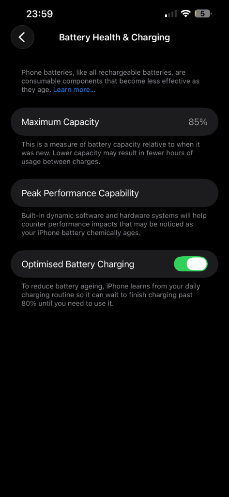 iPhone with 85% Battery Health – Good Condition