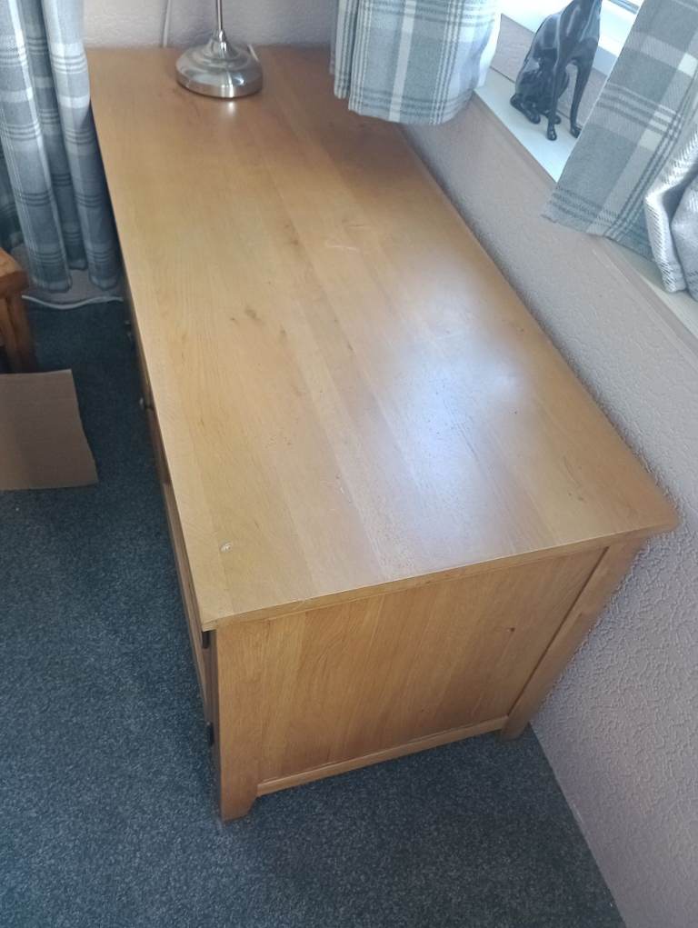 Wooden TV Unit / Console Table with Glass Doors