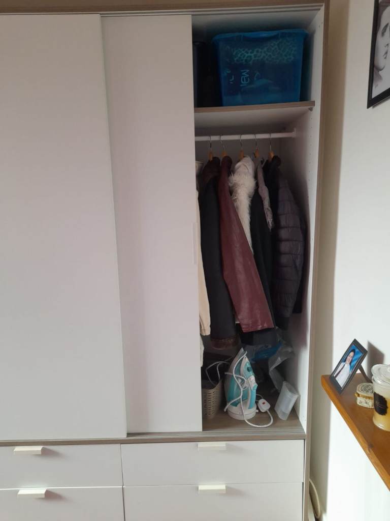 IKEA Trysil White Freestanding Sliding Door Wardrobe with Shelves