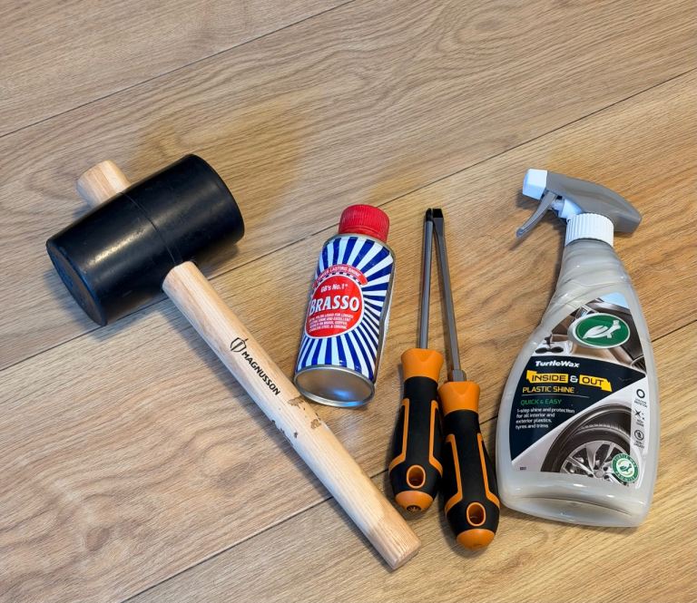 Magnusson Rubber Mallet, Screwdrivers, Brasso, and Turtle Wax