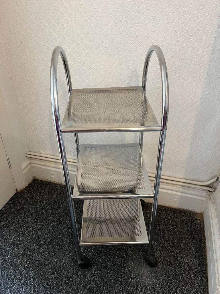 Metal 3-Tier Storage Trolley on Wheels – Good Condition